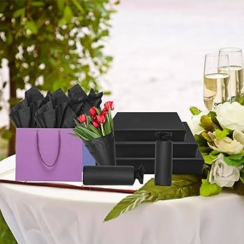 100 Sheets Black Tissue Paper - Artdly 14 x 20 Inches Recyclable Black Wrapping Paper Bulk for We... | Amazon (US)