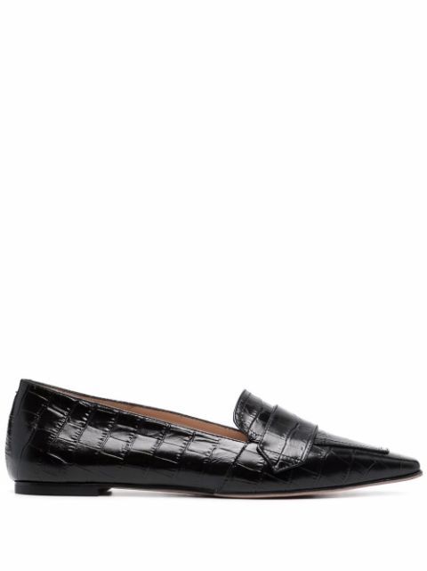 croc-effect pointed loafers | Farfetch Global