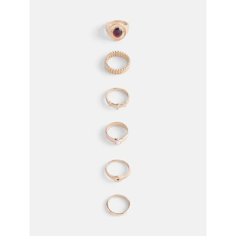 Scenario Women's Gold Tone Rings, 6-Piece Set | Walmart (US)