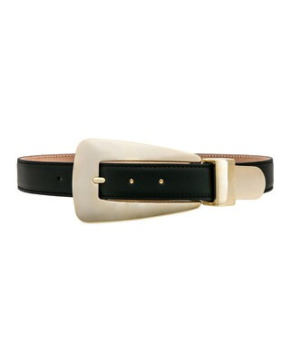 KHAITE Lucca Gold Buckle 30mm Belt in Black | FWRD | FWRD 