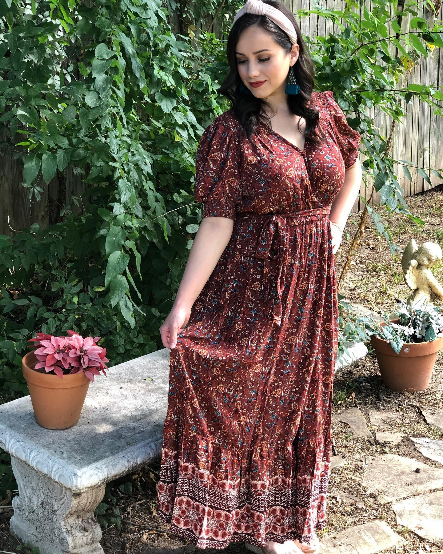 Women's Paisley Print Puff Short Sleeve Wrap Dress - Knox Rose™ Rust | Target