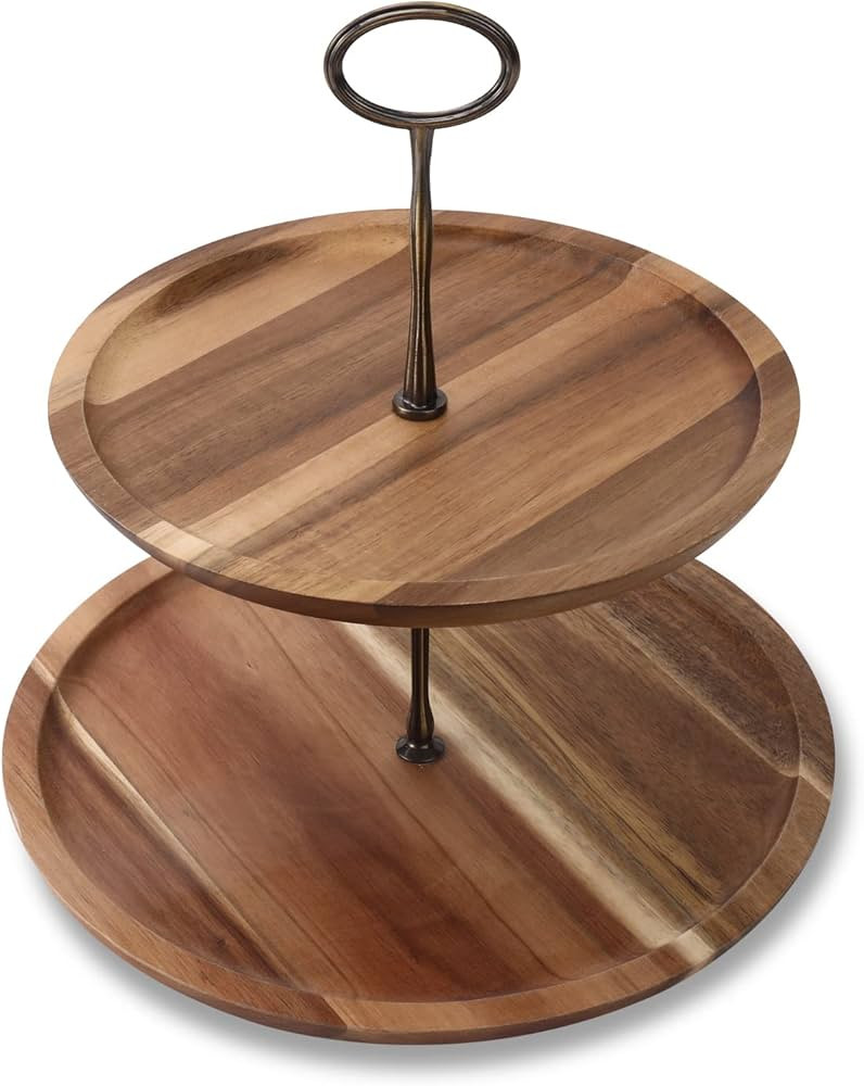 olelo 2-Tier Acacia Wood Cupcake Stand Cake Stand Macaron Plate Cakes Desserts Fruits Snack Candy... | Amazon (US)