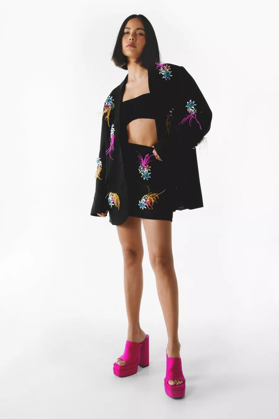 Premium Embellished Diamante Feather Skirt | Nasty Gal US