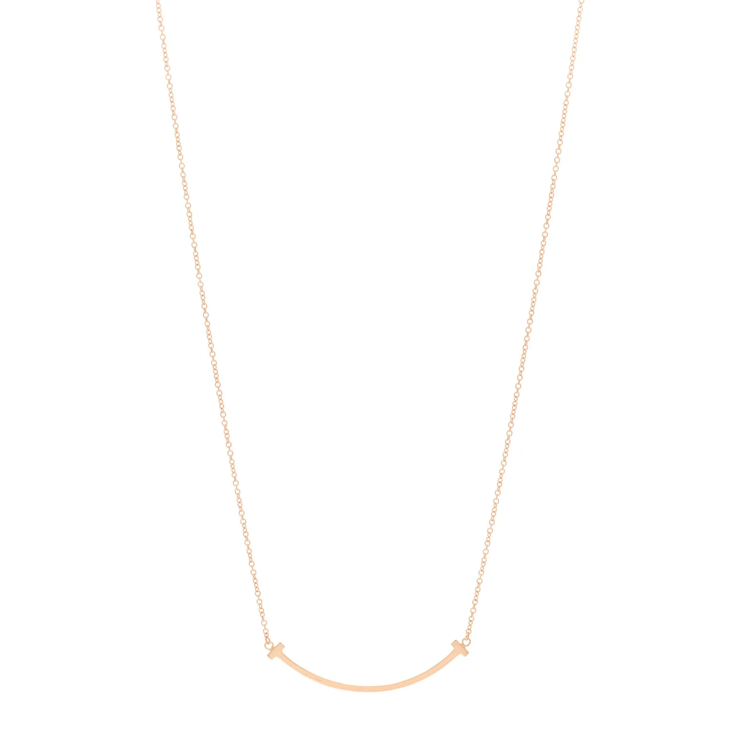 TIFFANY 18K Rose Gold Small T Smile Pendant Necklace | FASHIONPHILE (US)