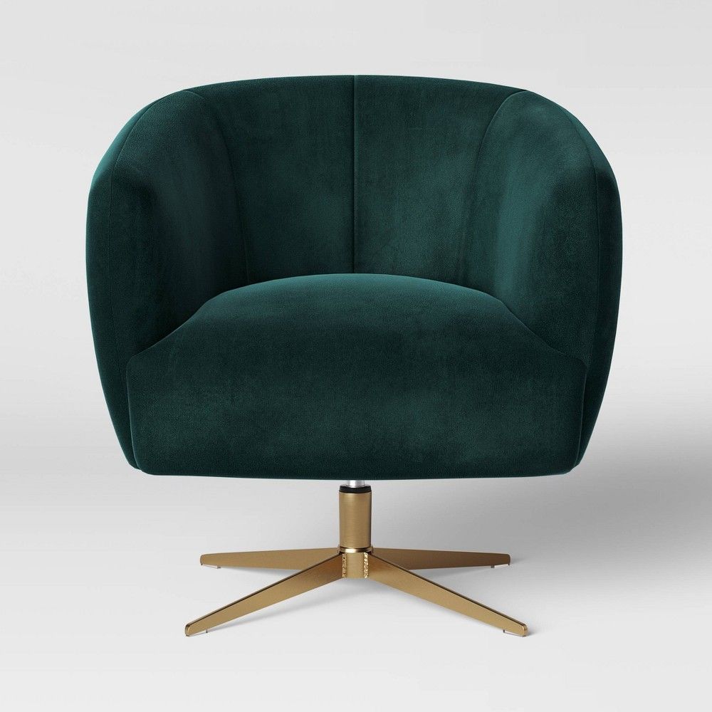 Morpho Swivel Velvet Arm Chair Forest Green - Opalhouse | Target