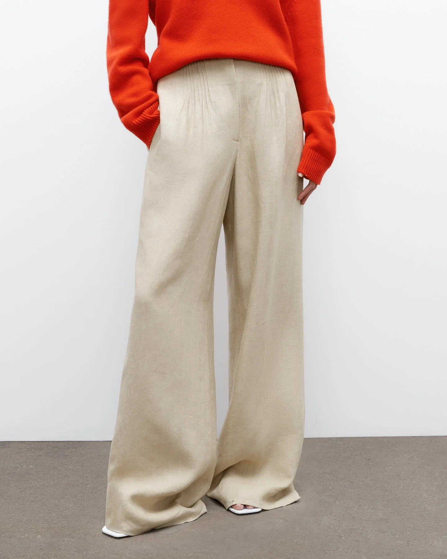 Mini Pleat Trouser in Washed Linen Suiting | TWP