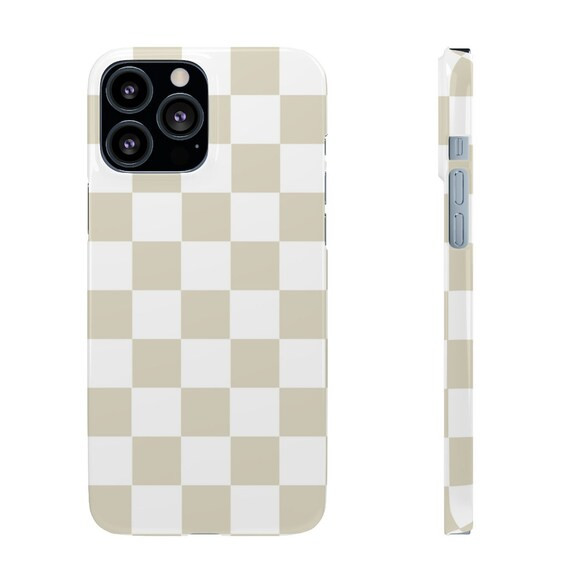 Beige Checkered Iphone 13 Pro Max Snap Case - Etsy | Etsy (US)