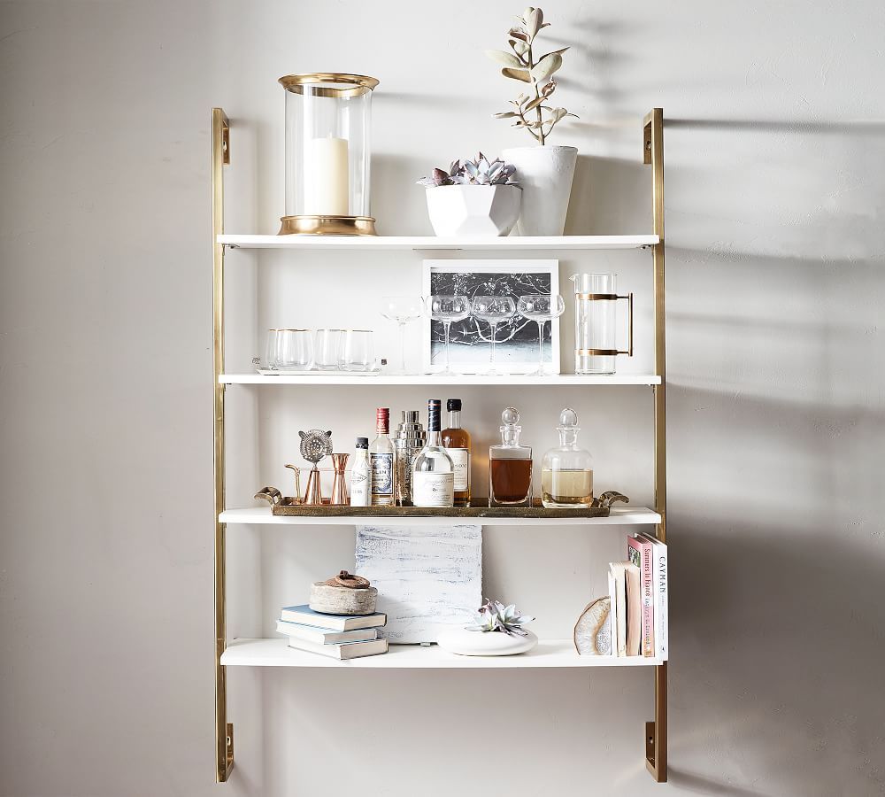 Olivia Wall Mounted Shelves, Brass | Pottery Barn (US)