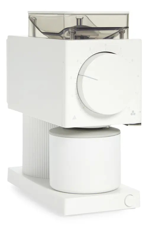 Fellow Ode Brew Gen 2 coffee grinder in matte white