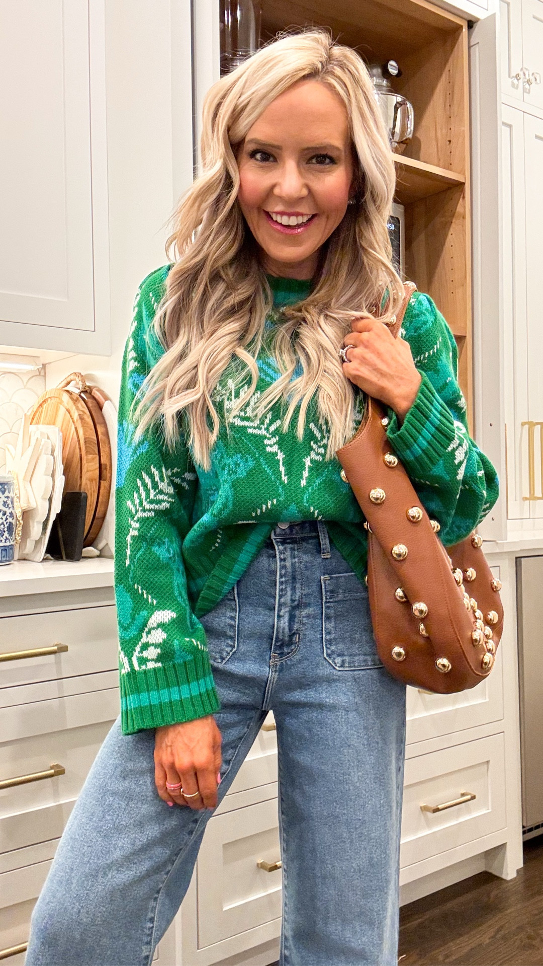 outfit of the night = dinner with family and friends! wearing XS in sweater, size 24 in denim •  

#LTKOver40 #LTKSeasonal #LTKFindsUnder100