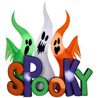 8 ft. Tall Halloween Inflatable Airblown-Ghosts with Spooky Sign | The Home Depot