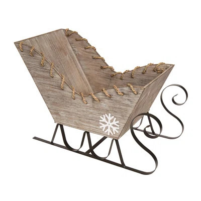 Wood 20.5 in. Brown Christmas Rustic Sleigh Decor | Wayfair North America