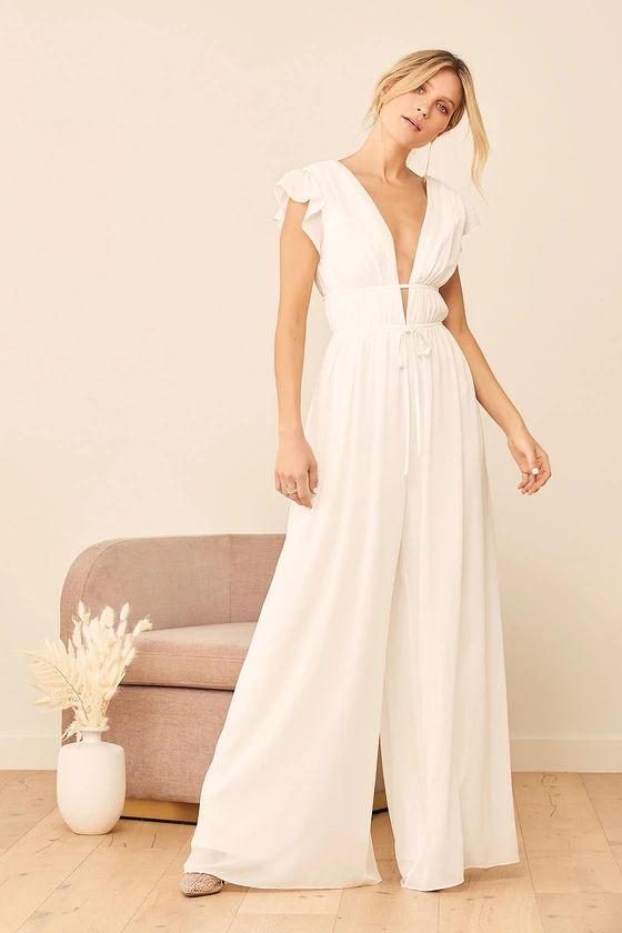 Our Love Song White Ruffled Wide-Leg Jumpsuit | Lulus (US)