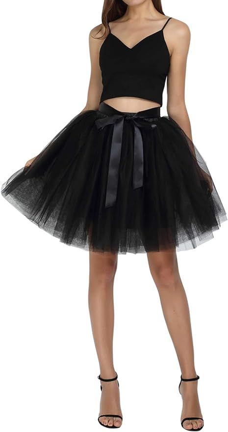 FEOYA Women Tutu Skirts 7 Layered Short Tulle Skirt A-line Pleated Princess Skirts High Waist Mes... | Amazon (CA)