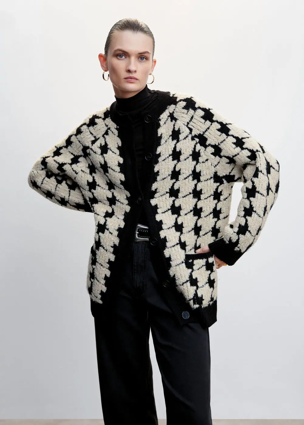 Houndstooth cardigan -  Women | Mango USA | MANGO (US)