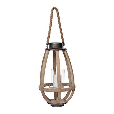 Natural Wood Grace Lantern with Rope Handle | Kirkland's Home