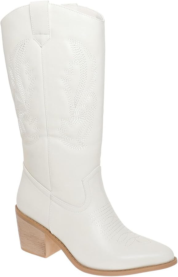 Pierre Dumas Women Western Cowboy Stitched Pointe Toe Heel Ankle Mid Shaft Fashion Boots | Amazon (US)