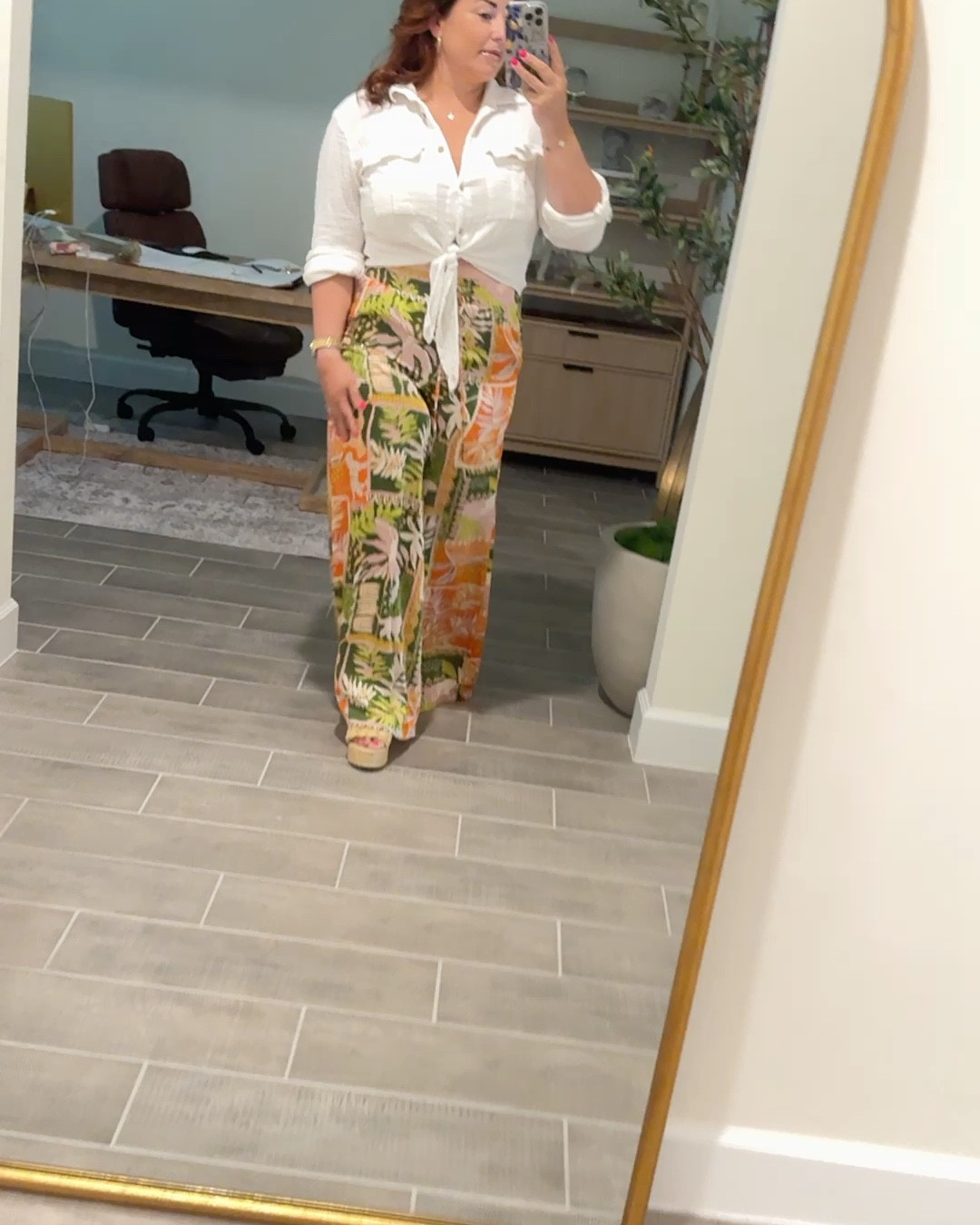 I love these classy looks , print and basic ! Silk wide leg pants & white front tied blouse . 

#LTKMidsize #LTKStyleTip #LTKFindsUnder50