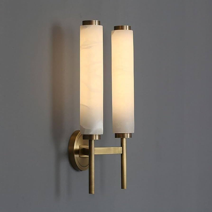 Modern Marble Long Wall Lights with Brushed Brass, Scandinavian Luxury Linear Bedside Wall Sconce... | Amazon (US)