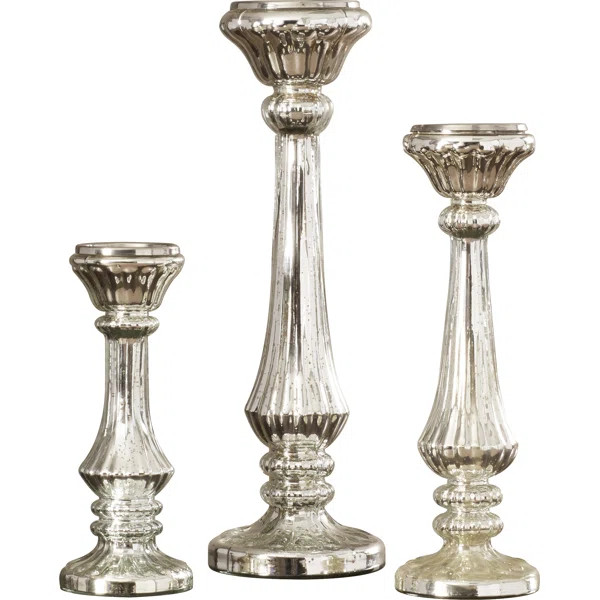 3 Piece Glass Tabletop Candlestick Set | Wayfair North America