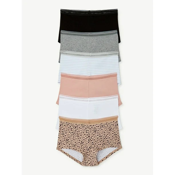 Joyspun Women's Cotton Boyshort Panties, 6-Pack, Sizes to 2XL - Walmart.com | Walmart (US)