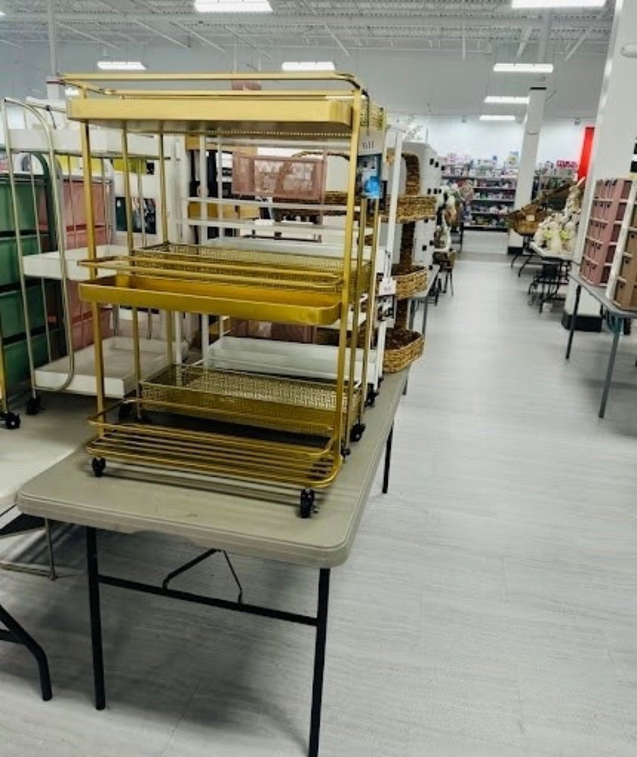 Organized but make it glam! This gold tiered rolling cart is a total chameleon—use it as a chic bar cart for your next party, a coffee station, or even extra storage in your office or bathroom. The geometric metal detailing is so unique! Truly a "run, don't walk" find

#LTKHome