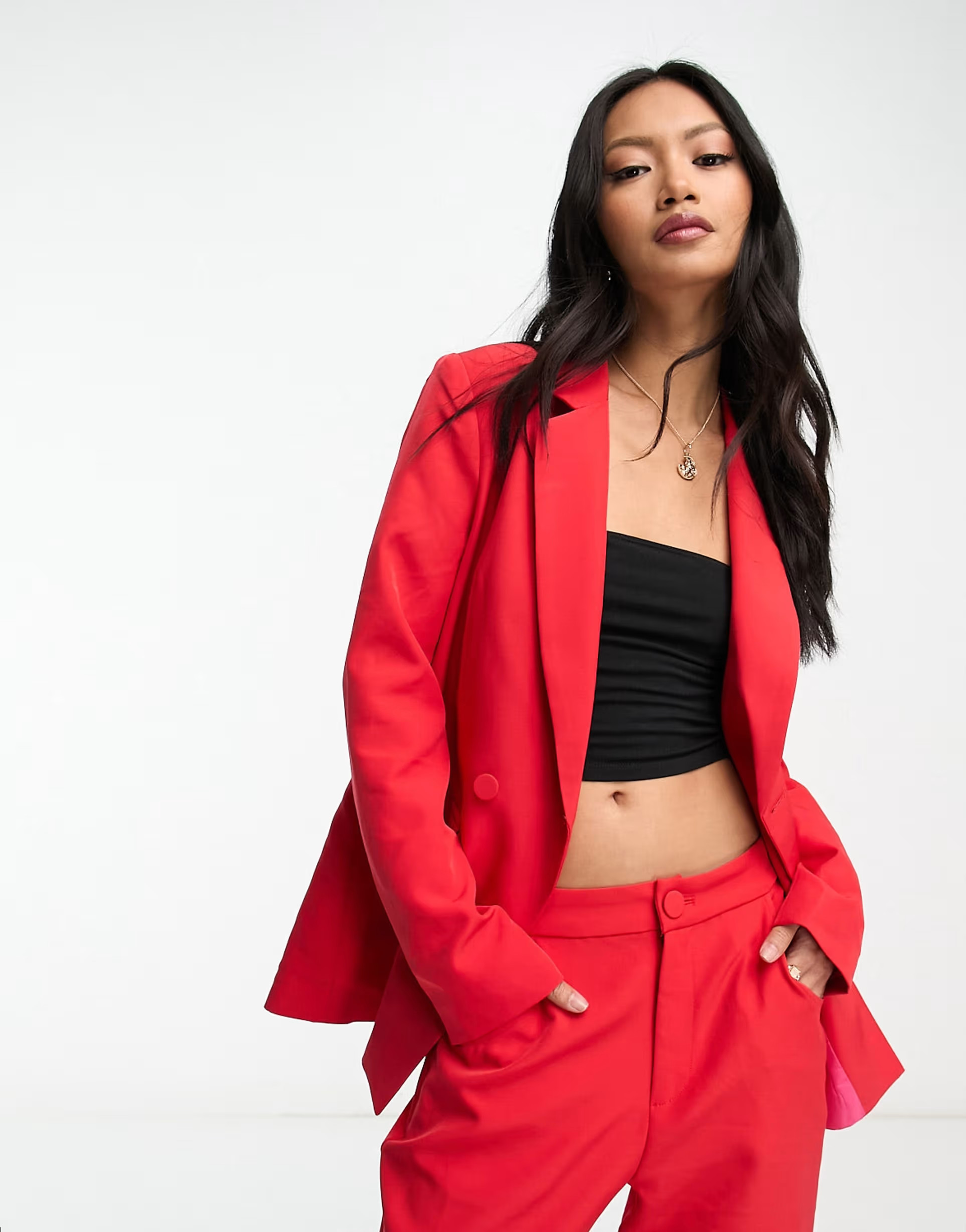 Never Fully Dressed dynasty slouchy blazer in bright red | ASOS (Global)