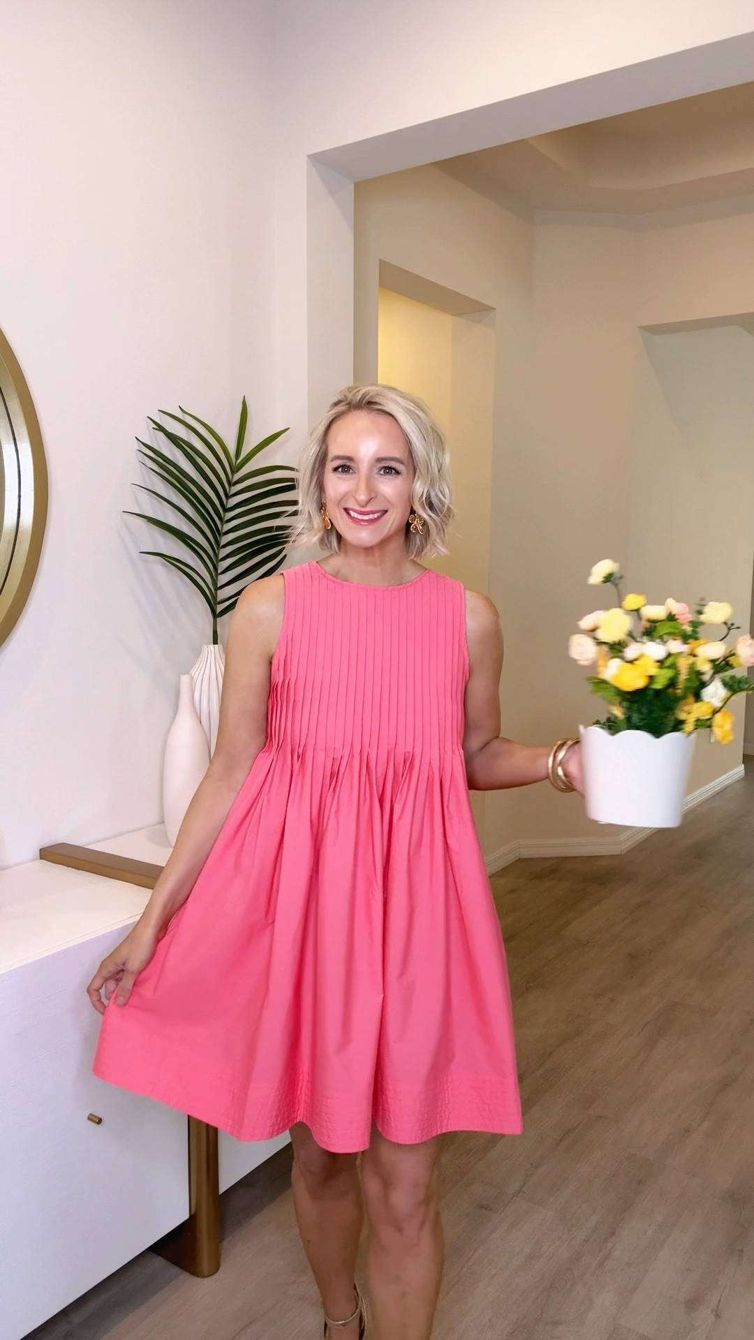 Pink pleated dress so fun for spring!🩷
Comes in the cutest yellow too!
Wearing a size XS
Paired with flower earrings and gold heels🌸

#LTKSpringSale #LTKSeasonal