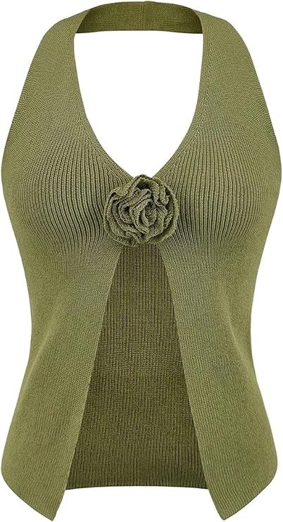GORGLITTER Women's Crochet Halter Tops Boho 3D Floral Knit Tank Top Sleeveless Cute Summer Vacati... | Amazon (US)