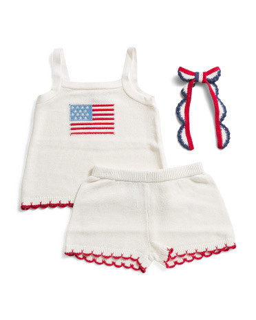 Toddler Girls 2pc Crochet Tank And Shorts Set With Ribbon Bow | TJ Maxx