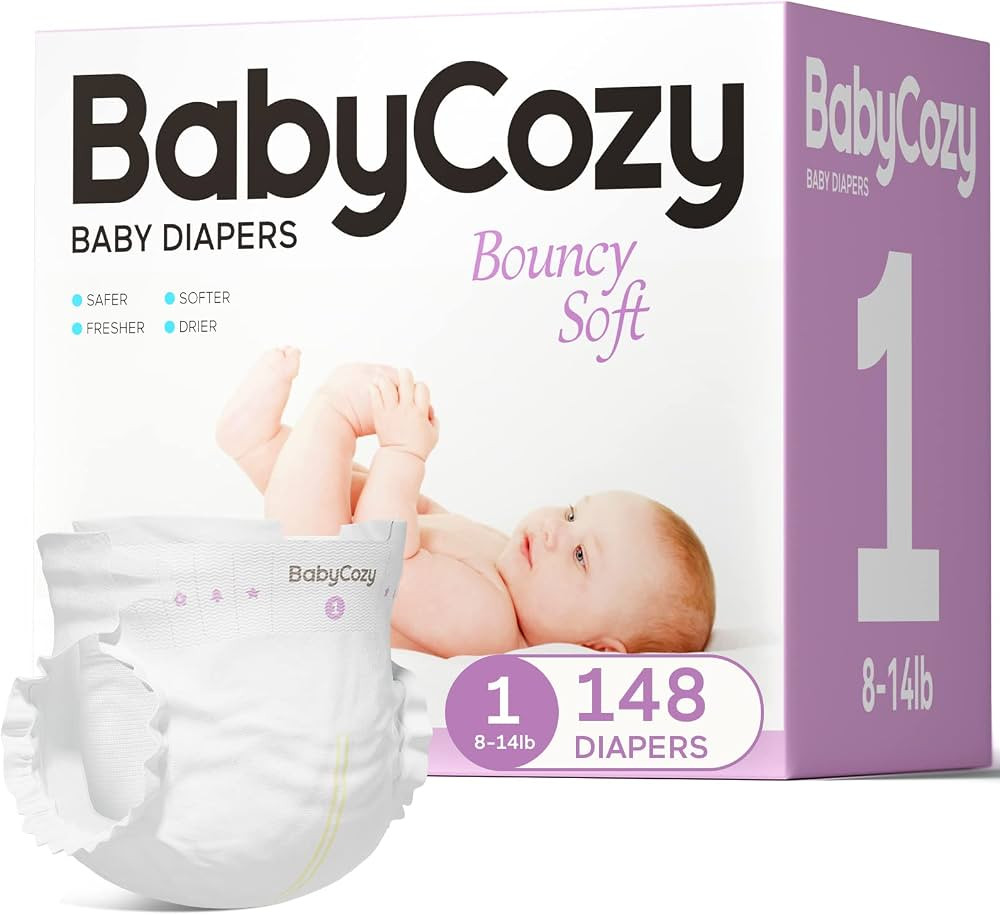 Newborn Baby Diapers Size 1(8-14lb) 148 Count Infant Diapers, Babycozy Bouncy Soft Diapers Fit Ba... | Amazon (US)