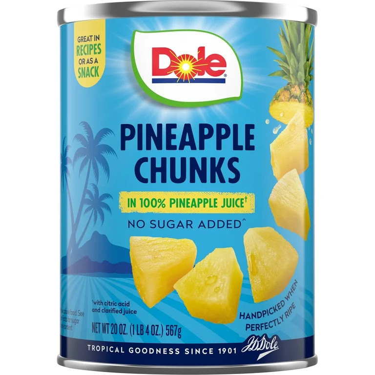 Dole Pineapple Chunks in 100% Pineapple Juice, 20 oz Can | Walmart (US)