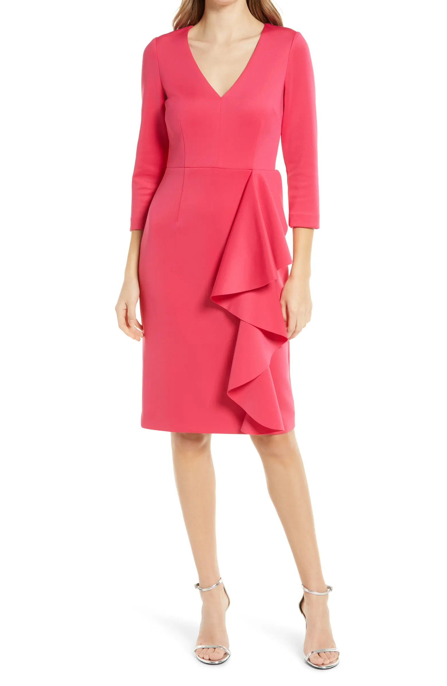 Ruffle V-Neck Sleeve Dress | Nordstrom