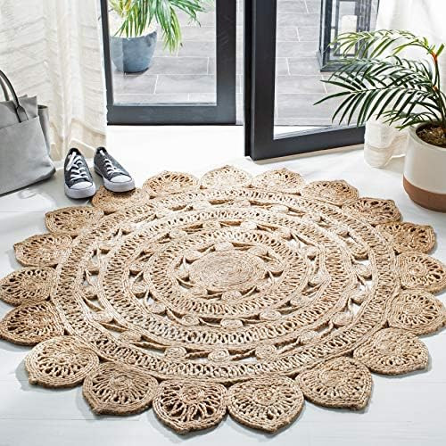 Safavieh Natural Fiber Round Collection NF160A Handmade Boho Charm Farmhouse Jute Area Rug, 6' x ... | Amazon (US)