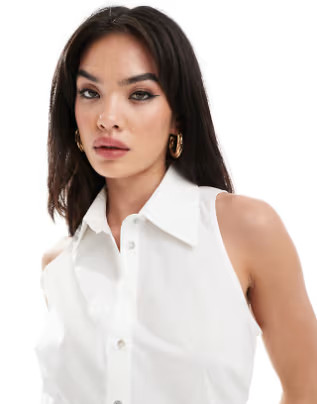Mango sleeveless shirt in white | ASOS (Global)