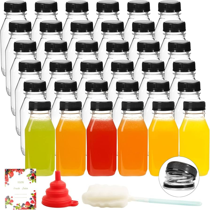 24 Pack 12OZ Plastic Juice Bottles with Caps, OAMCEG Juice Containers with Lids for Fridge, Reusa... | Amazon (US)