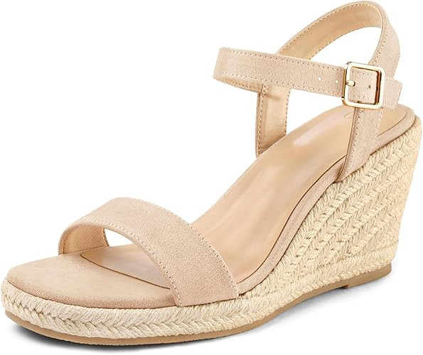 mysoft Women's Platform Espadrille Wedge Sandals Square Open Toe Ankle Strap Buckle Casual Summer... | Amazon (US)
