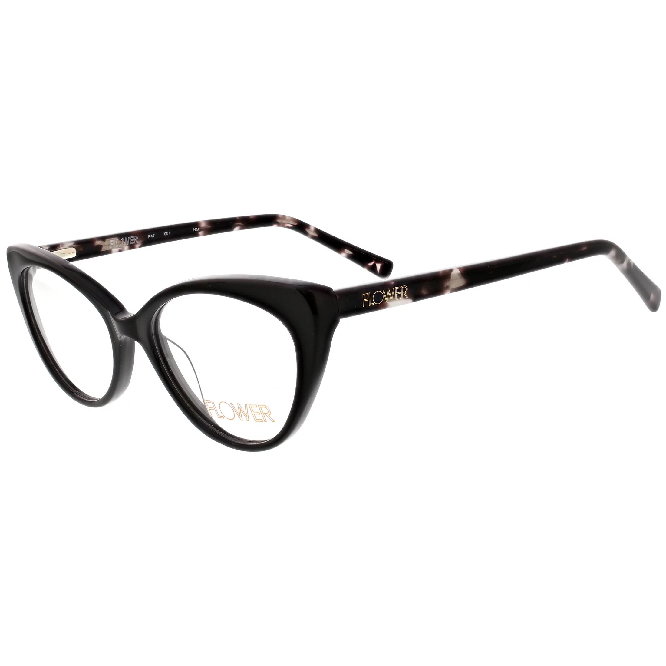 Flower Women's Cat Eye Eyeglasses, FLR6045, Daffodil, Black, 52-17-140, with Case | Walmart (US)