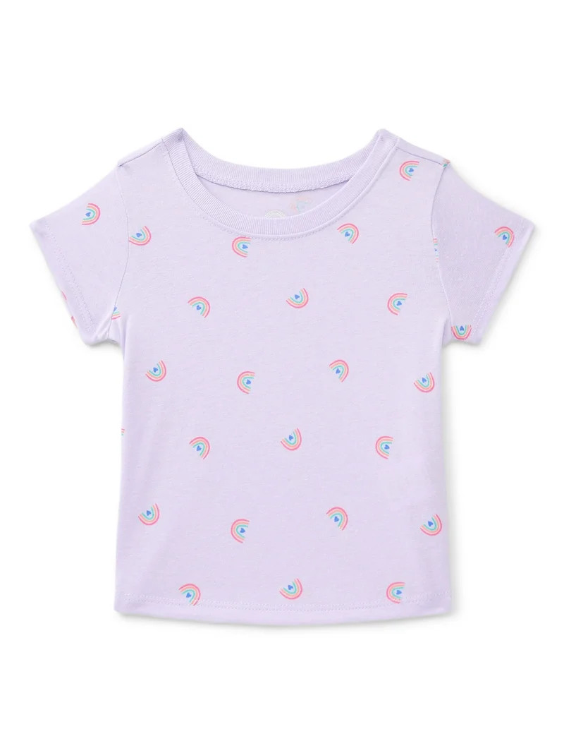 Wonder Nation Baby Girls Crewneck Tee with Short Sleeves, Sizes 0/3M-24M | Walmart (US)