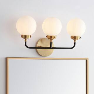 Caleb 3-Light 22 in. Brass Gold/Black Wall Sconce | The Home Depot