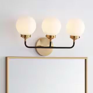Caleb 3-Light 22 in. Brass Gold/Black Wall Sconce | The Home Depot