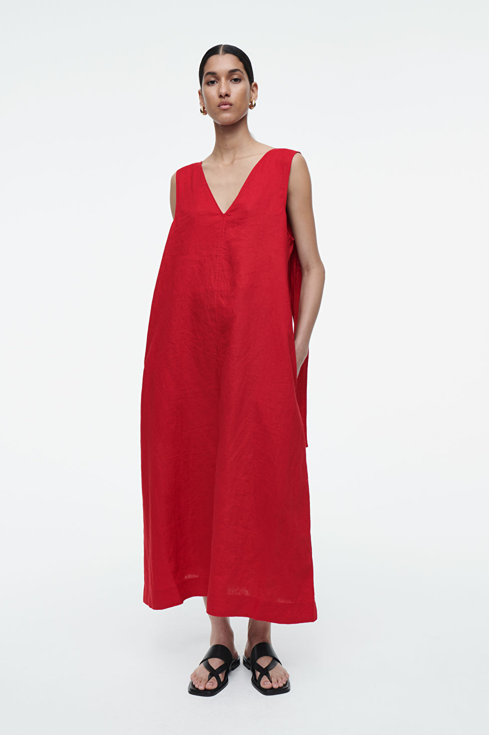 LINEN A-LINE MIDI DRESS | COS (US)