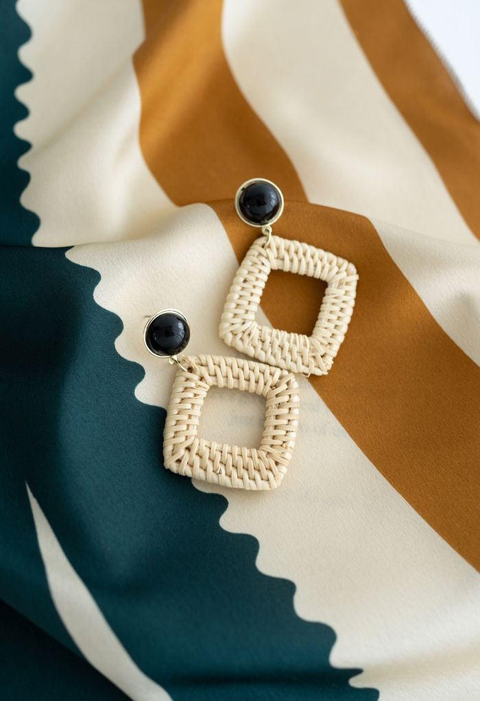 Square Rattan Straw Earrings | Chicwish