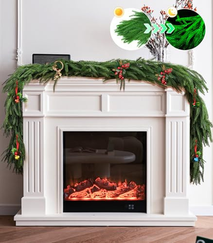 Christmas Garland Glow in The Dark,Artificial Luminous Green Norfolk Pine Garlands,Real Touch Winter Greenery Garland for Christmas Tree Decor Outdoor Garden Table Fireplace Wall Home Decoration | Amazon (US)