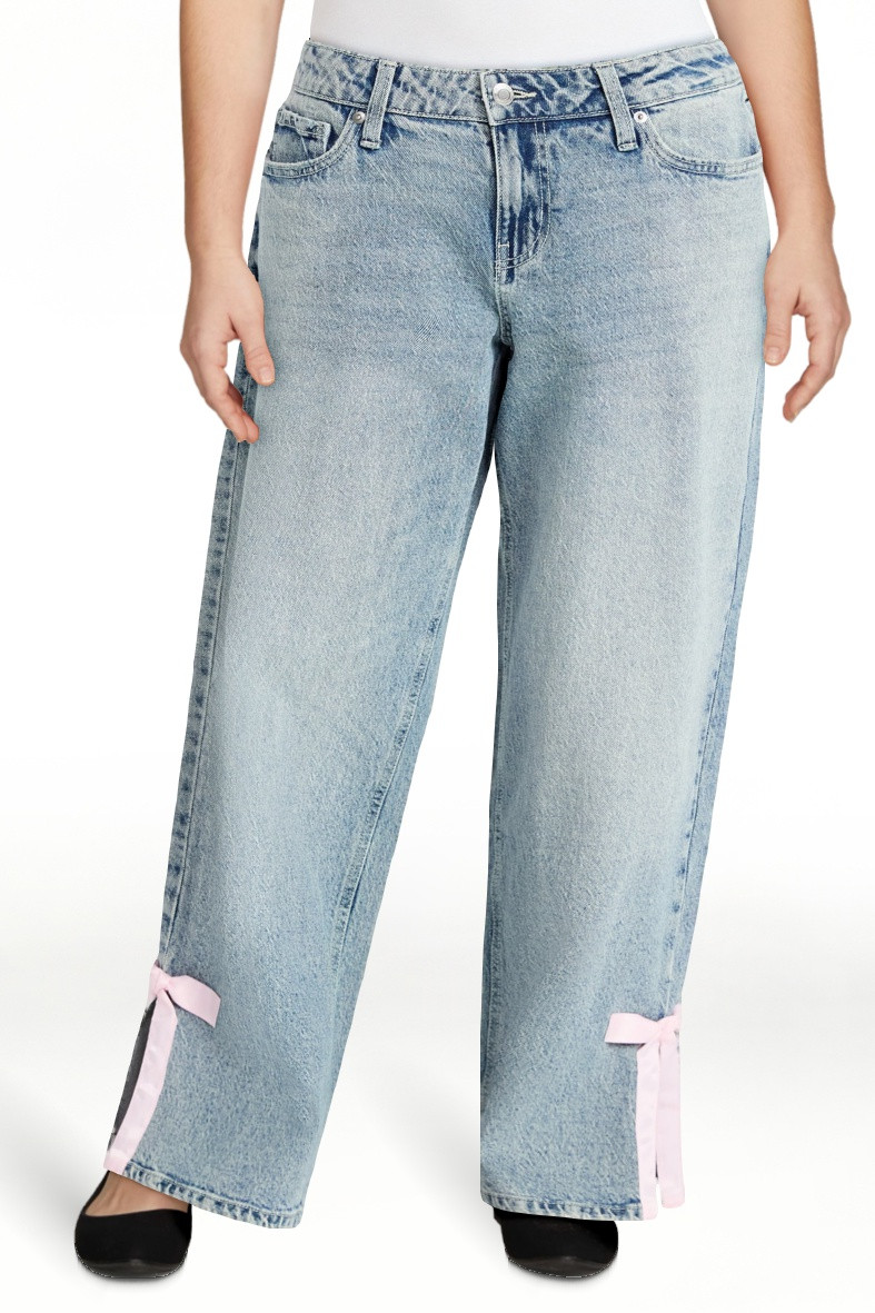 No Boundaries Baggy Jeans with Side Bow, Women’s 00-18 | Walmart (US)