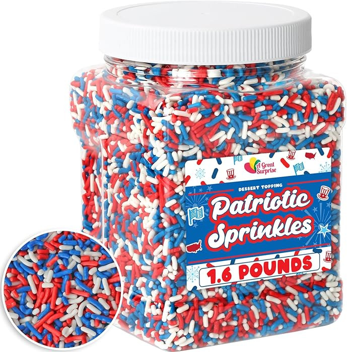 Red White Blue Sprinkles - 1.6 Pounds - Patriotic Toppings - Fourth Of July Jimmies | Amazon (US)
