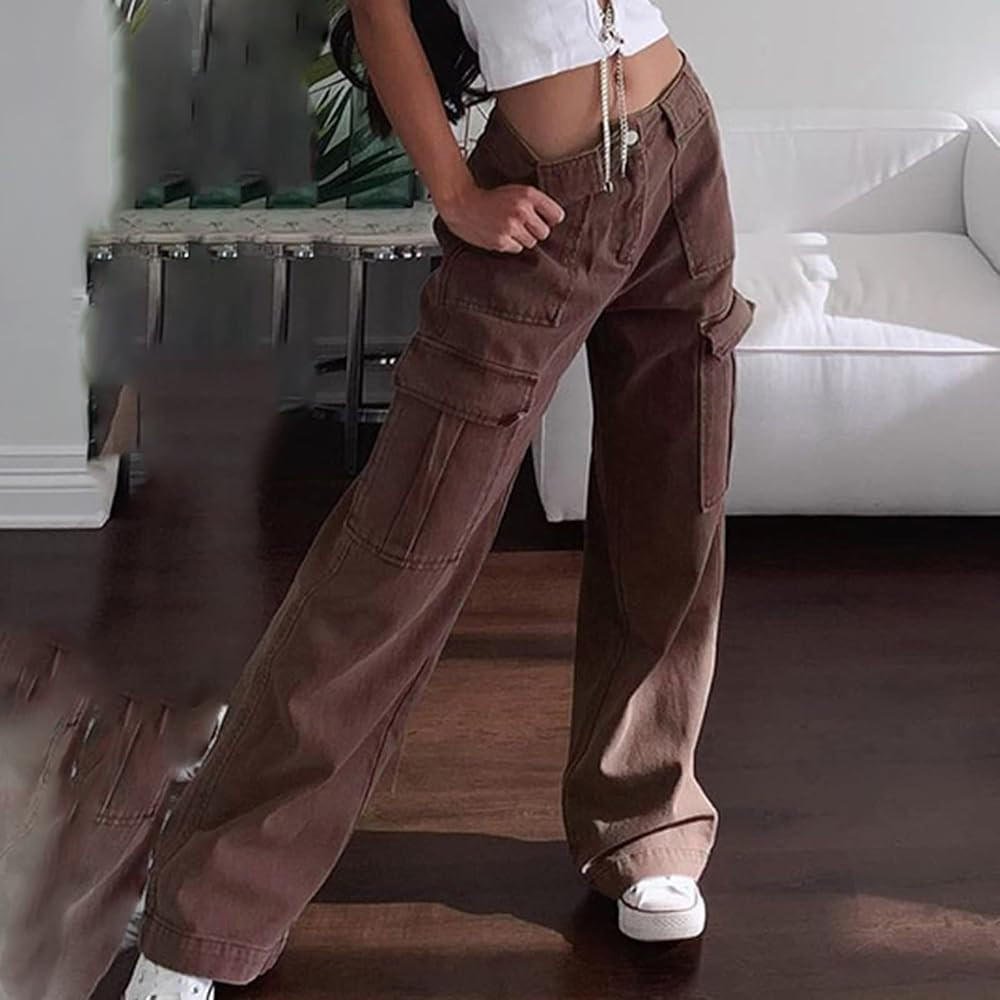 ICNGLKSND Womens Girls High Waisted Baggy Jeans Straight Wide Leg Denim Pants Y2K Trousers Streetwea | Amazon (US)
