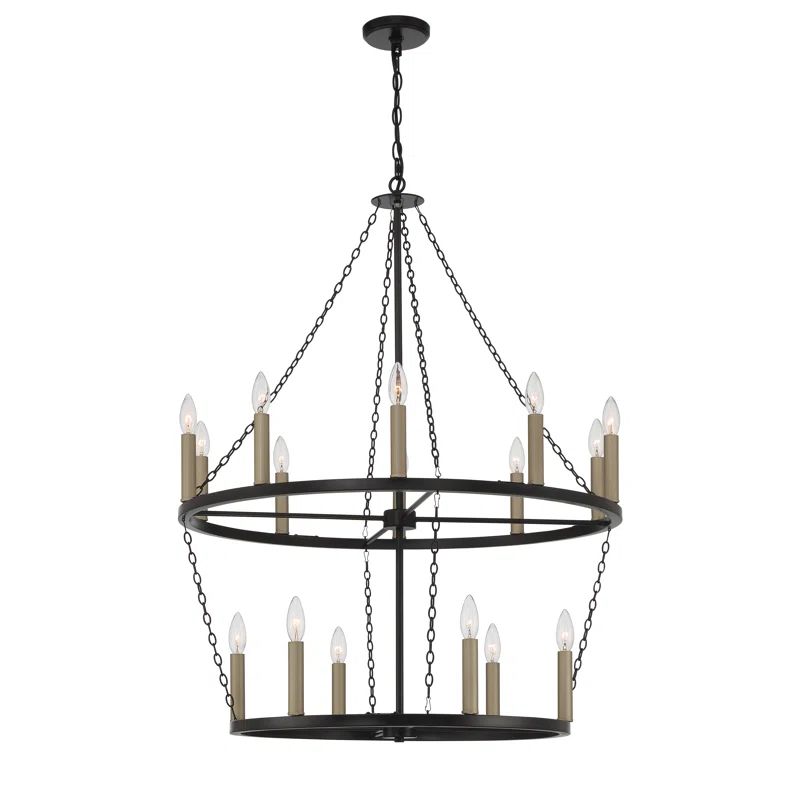 Mardel 16 - Light Candle Style Wagon Wheel Chandelier | Wayfair North America