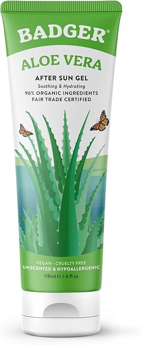 Badger Organic Aloe Vera Gel for Face & Body, 96% Pure Unscented Organic Aloe Gel for Cooling, So... | Amazon (US)