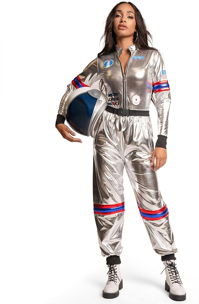 Tipsy Elves Astronaut Halloween Costumes for Women - Shiny Two Piece Front Zip Women's Spacesuit ... | Amazon (US)